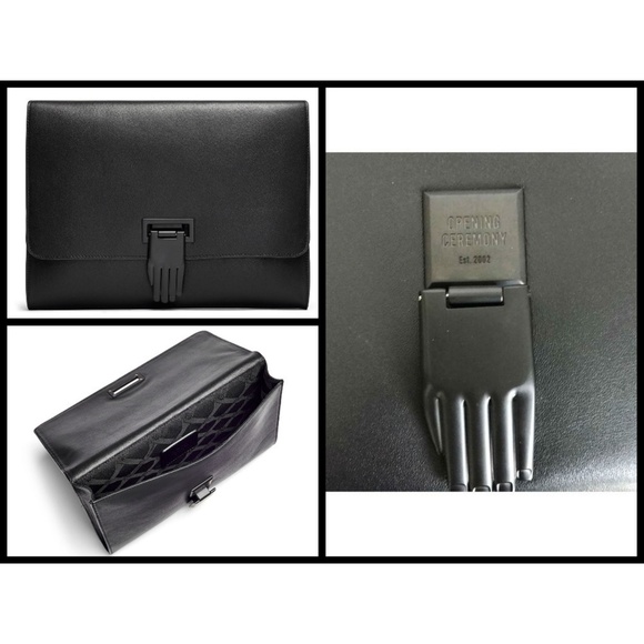 💕OPENING CEREMONY💕 Nokki  Leather Hand Clasp Clutch Bag Black NWT - Picture 2 of 8